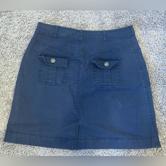 Per Se Navy Cotton Spandex Utility Pocket Button Skirt Size 4 - Picture 4 of 6
